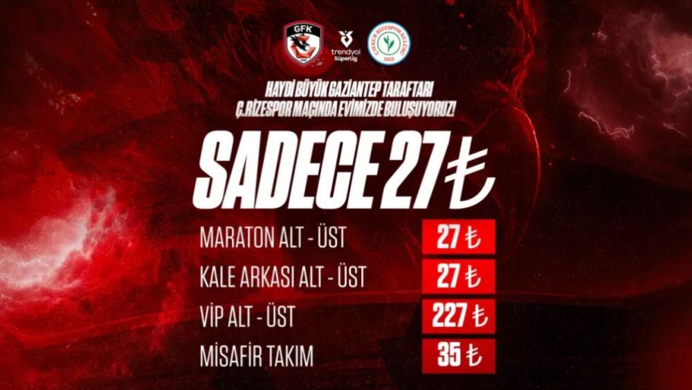 Gaziantep FK'dan sudan ucuz maç bileti
